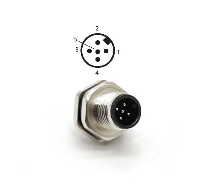 M12 5 Pin A Kodlu Panel Erkek Konnektör