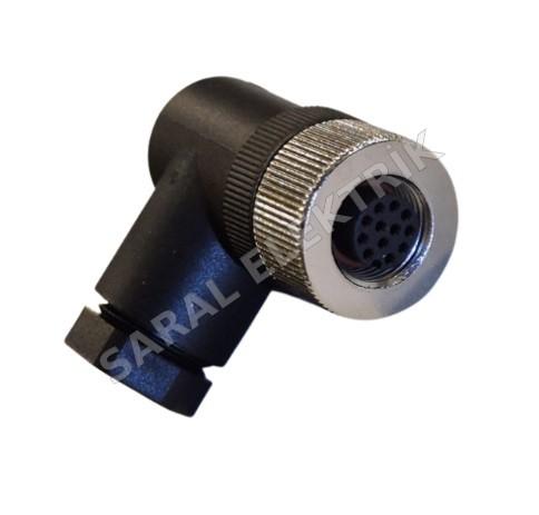 M12 12 Pin A Kodlu 90° Dişi Konnektör 