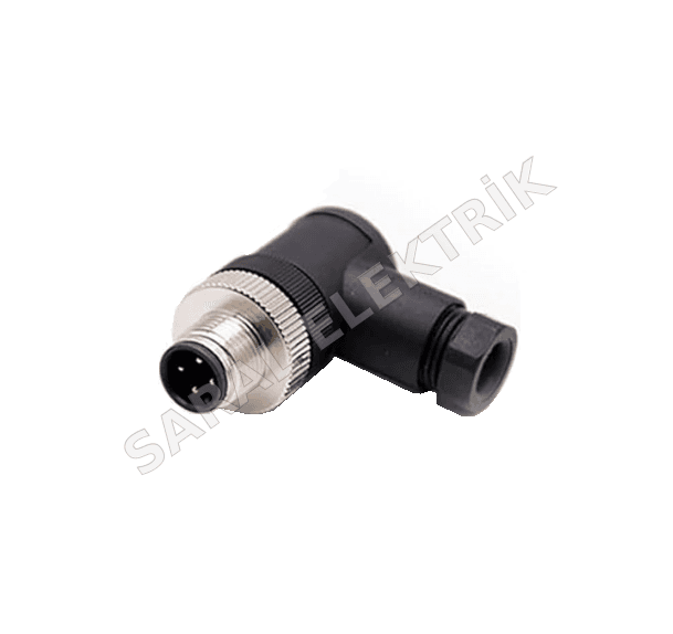 M12 4 Pin A Kodlu Seyyar Erkek 90° Konnektör Lumberg PG7
