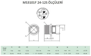 MS3101F 24-12S Disi Askeri Konnektör-KUKDONG #2