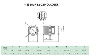 MS3101F 32-22P Askeri Konnektör #2